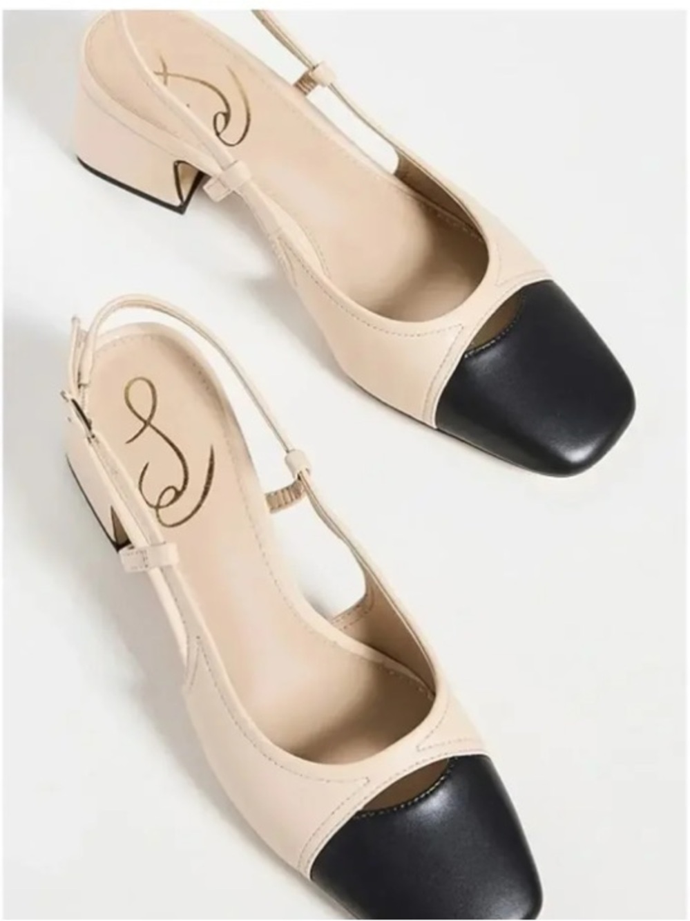 Sam Edelman Tarra Slingback Heels Tan Black Leather